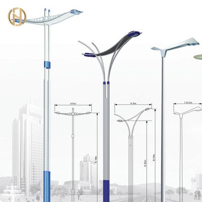acier octogonal Polonais de bras de double de Polonais Q345B de réverbère de forme de 8M