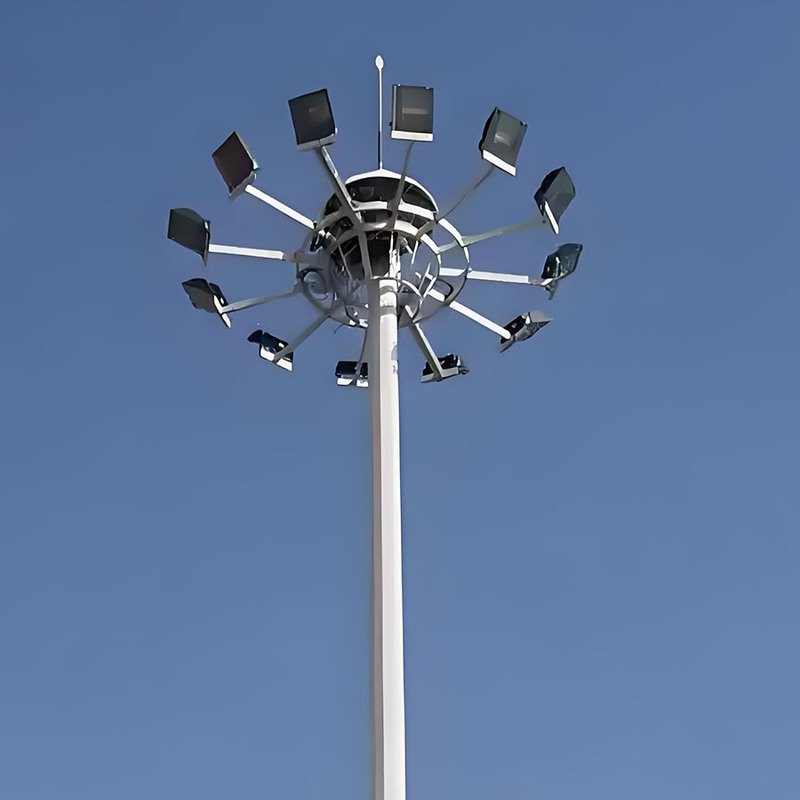 Mât de lumière élevé réglable de 15m à 50m pour stade, mât d'éclairage élevé galvanisé à succès