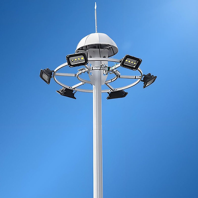 Mât de lumière élevé réglable de 15m à 50m pour stade, mât d'éclairage élevé galvanisé à succès