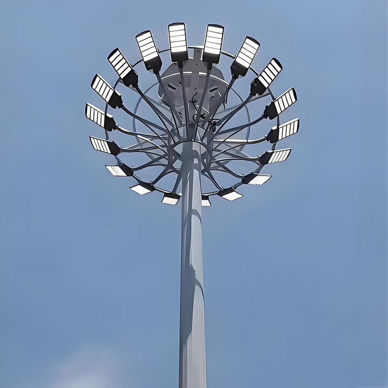 Mât de lumière élevé réglable de 15m à 50m pour stade, mât d'éclairage élevé galvanisé à succès