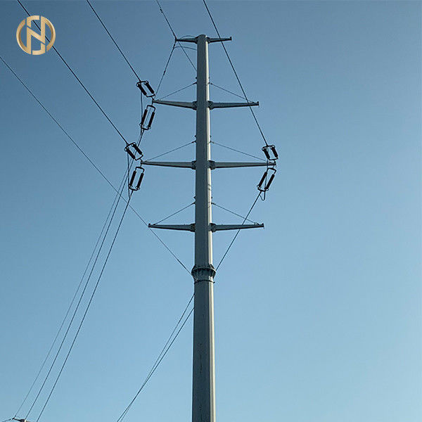 compagnie d'électricité Polonais de 138KV HDG 33M avec la plaque de base et le degré 0-5 du boulon d'anchrage M42 100FT 105FT