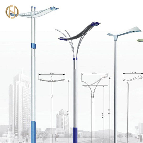 acier octogonal Polonais de bras de double de Polonais Q345B de réverbère de forme de 8M